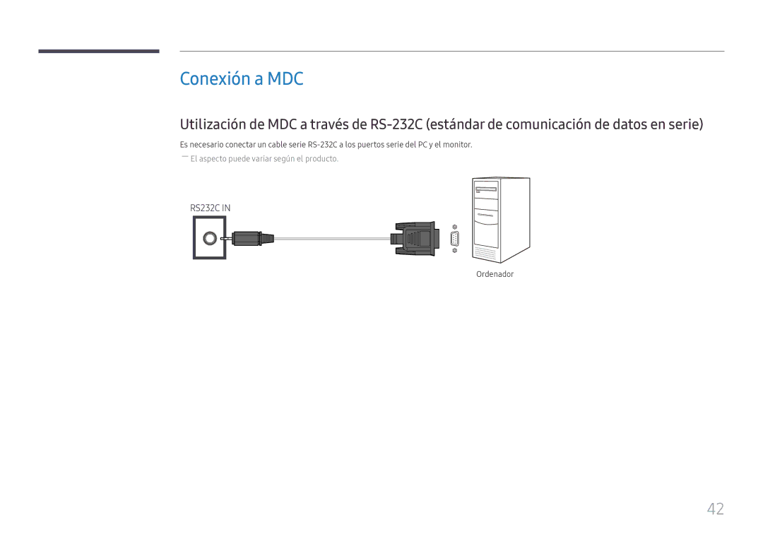 Samsung LH85OHFPLBC/EN manual Conexión a MDC, Ordenador 