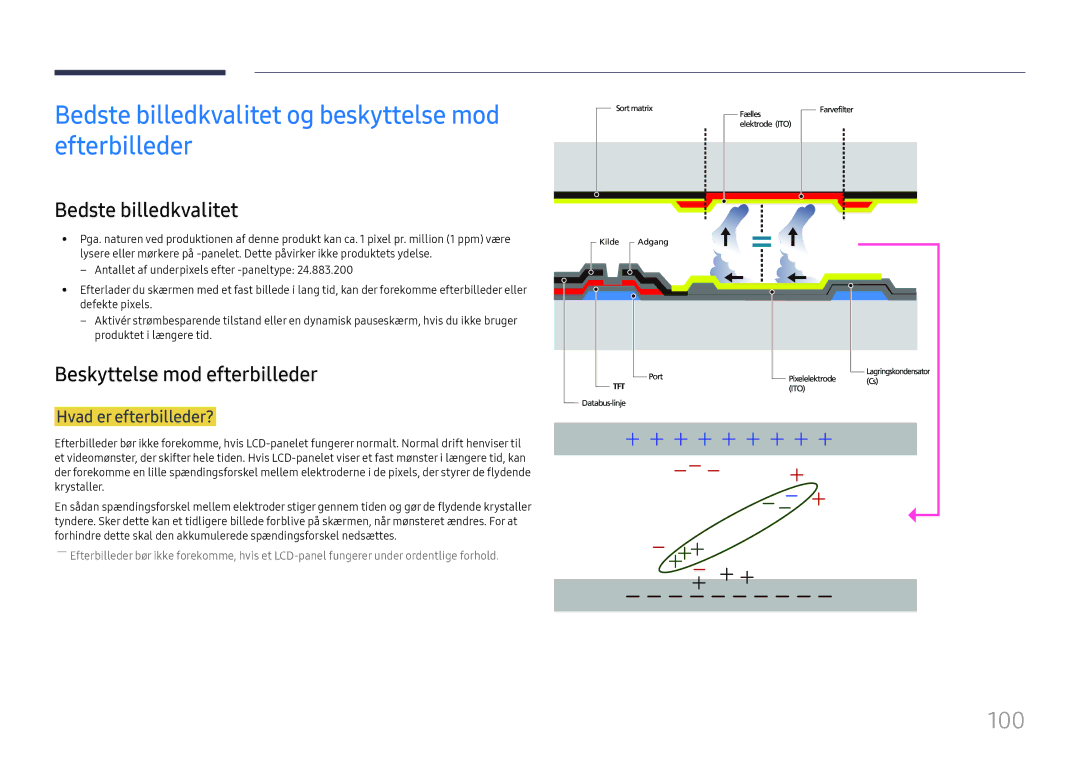 Samsung LH85OHFPLBC/EN manual Bedste billedkvalitet og beskyttelse mod efterbilleder, Beskyttelse mod efterbilleder 