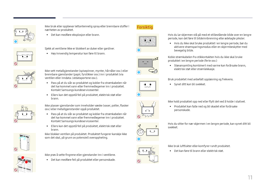 Samsung LH85OHFPLBC/EN manual Ventilen eller inndata-/utdataportene osv 