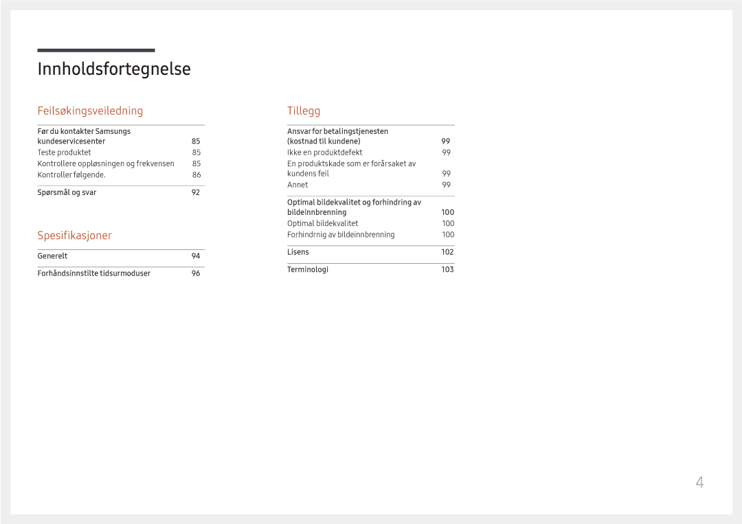 Samsung LH85OHFPLBC/EN manual Spesifikasjoner 