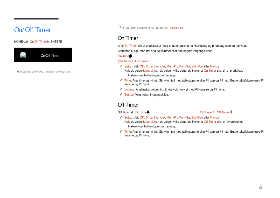 Samsung LH85OHFPLBC/EN manual On Timer, Home → On/Off Timer → Enter E 