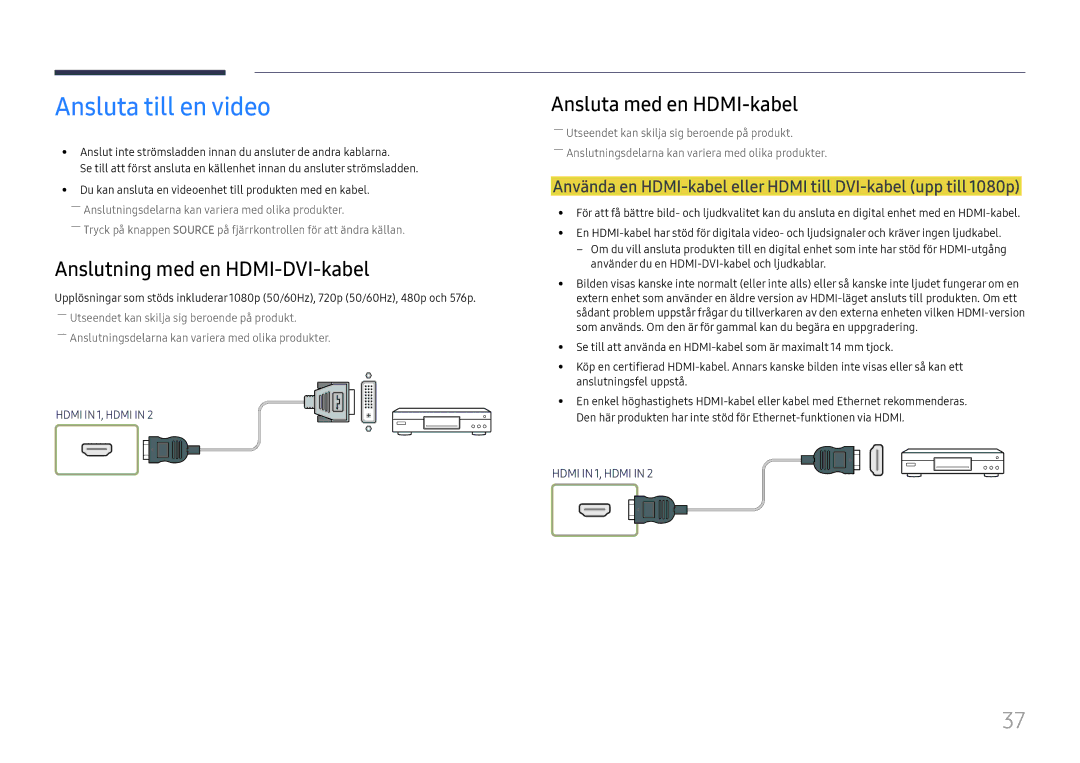 Samsung LH85OHFPLBC/EN manual Ansluta till en video 