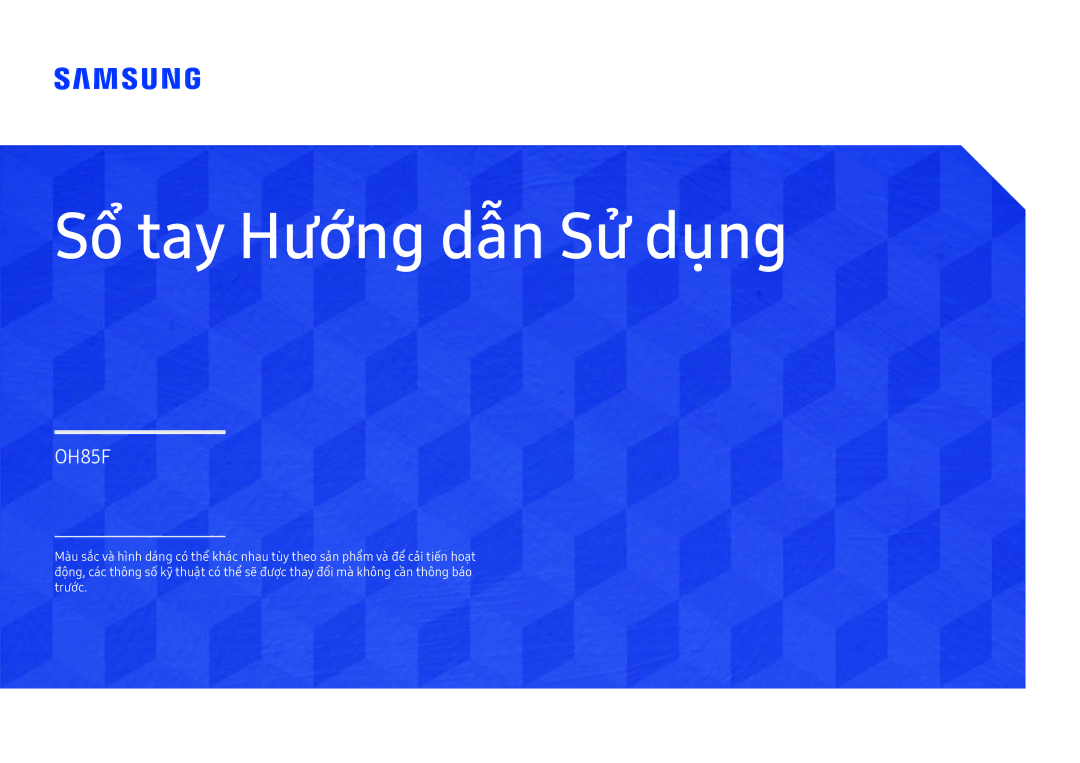 Samsung LH85OHFPLBC/XV manual Sổ tay Hướng dẫn Sử dụng 