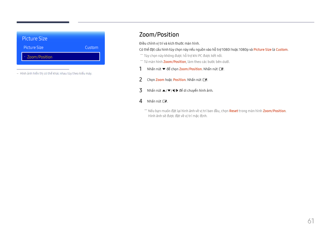 Samsung LH85OHFPLBC/XV manual Zoom/Position, Picture Size 