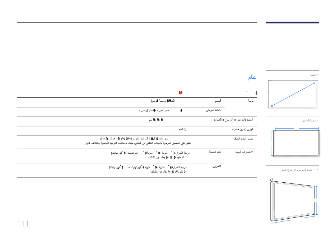 Samsung LH85QMDPLGC/EN, LH85QMDPLGC/NG, LH85QMDPLGC/UE manual تافصاوملا, ماع, 111, ليدوملا مسا 