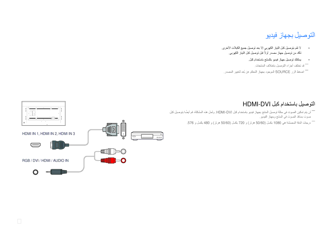 Samsung LH85QMDRTBC/UE, LH85QMDPLGC/EN, LH85QMDPLGC/NG, LH85QMDPLGC/UE manual ويديف زاهجب ليصوتلا 