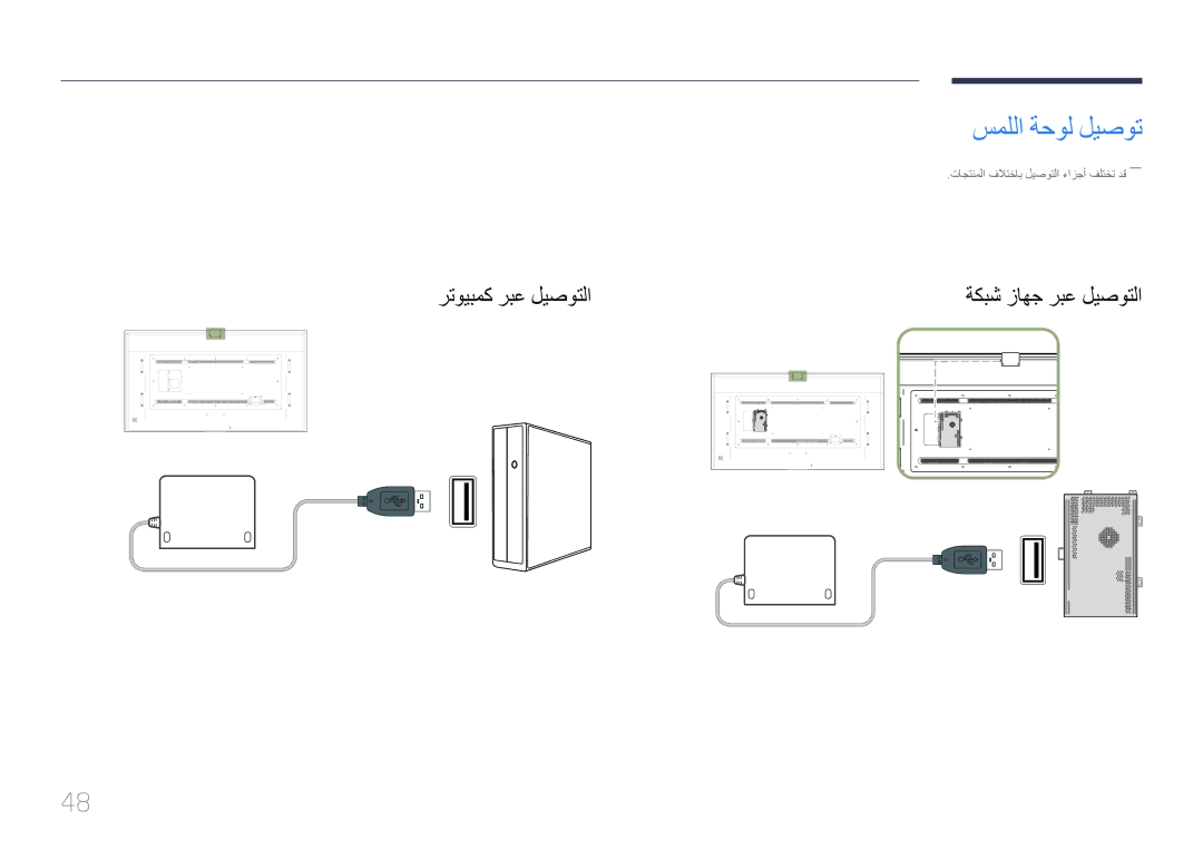 Samsung LH85QMDPLGC/EN, LH85QMDPLGC/NG, LH85QMDRTBC/UE, LH85QMDPLGC/UE manual سمللا ةحول ليصوت, رتويبمك ربع ليصوتلا 