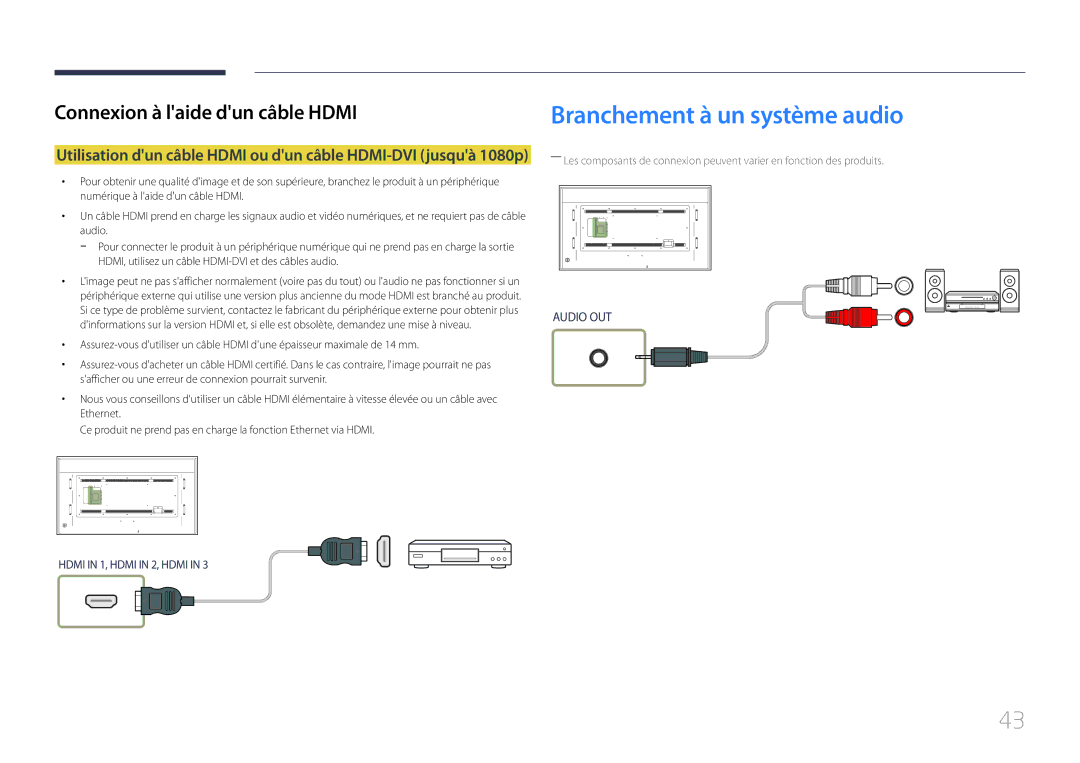 Samsung LH85QMDRTBC/EN, LH85QMDPLGC/EN manual Branchement à un système audio 