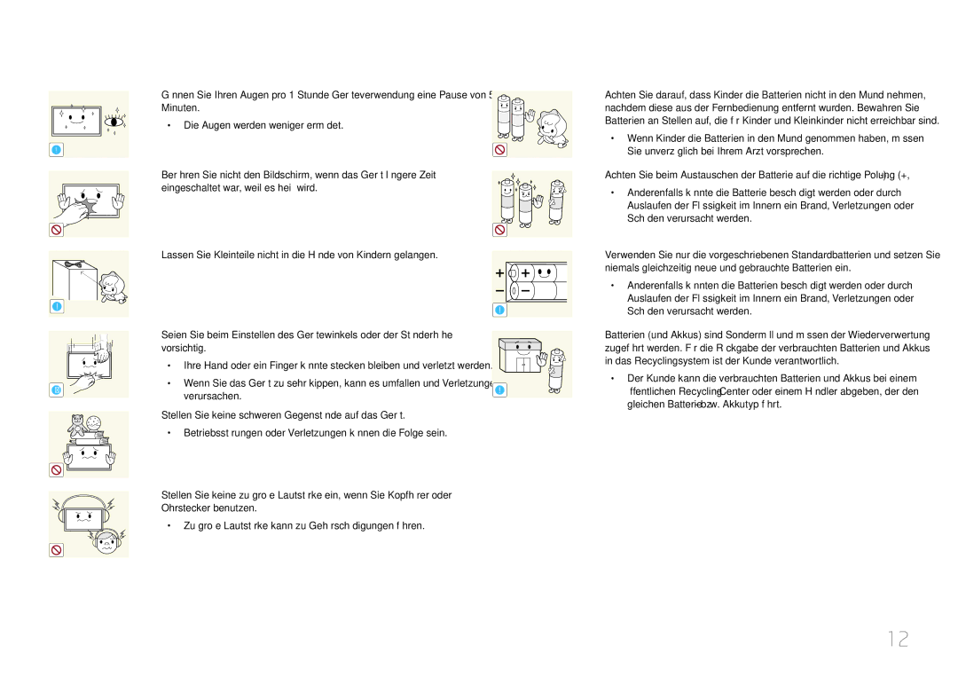 Samsung LH85QMDPLGC/EN, LH85QMDRTBC/EN manual Verursachen, Stellen Sie keine schweren Gegenstände auf das Gerät 