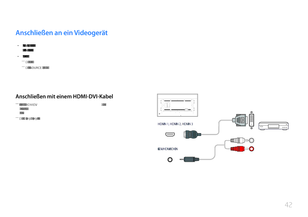 Samsung LH85QMDPLGC/EN, LH85QMDRTBC/EN Anschließen an ein Videogerät, Sie können das Videogerät über ein Kabel anschließen 