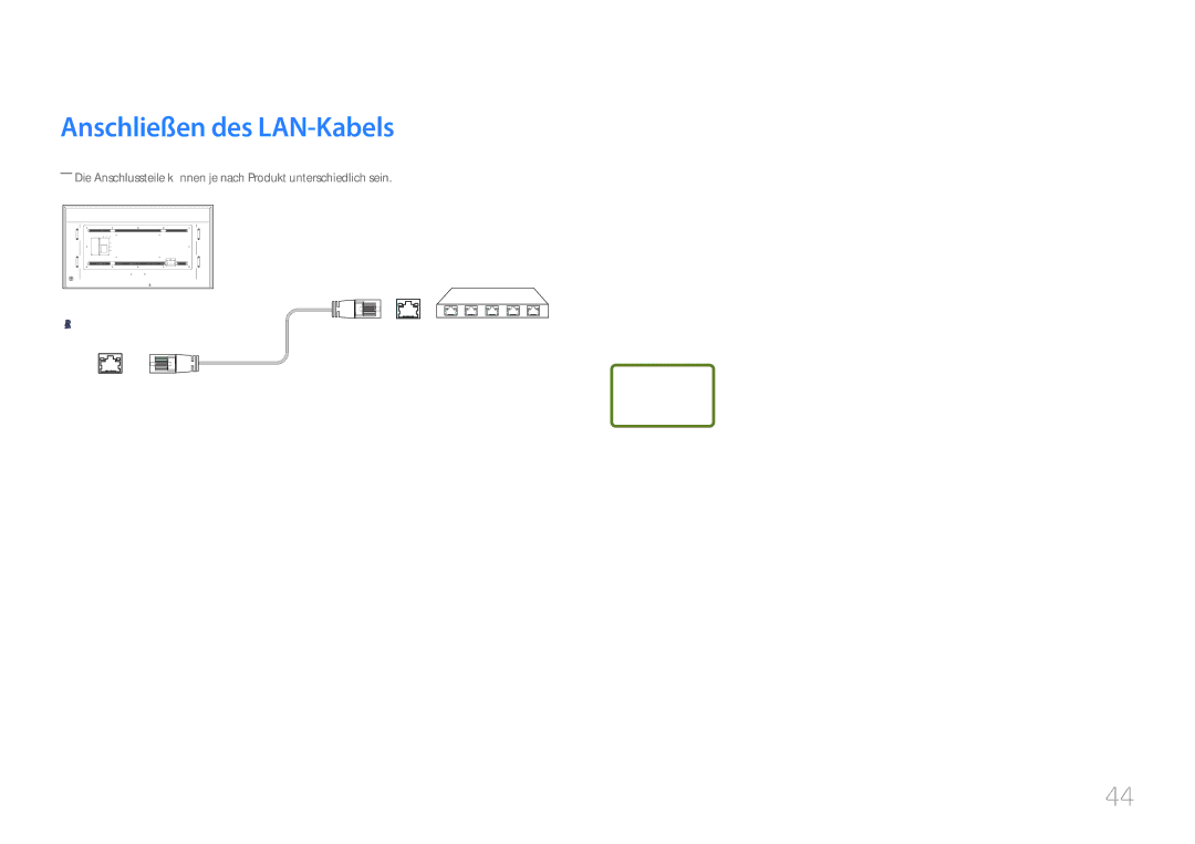 Samsung LH85QMDPLGC/EN, LH85QMDRTBC/EN manual Anschließen des LAN-Kabels 