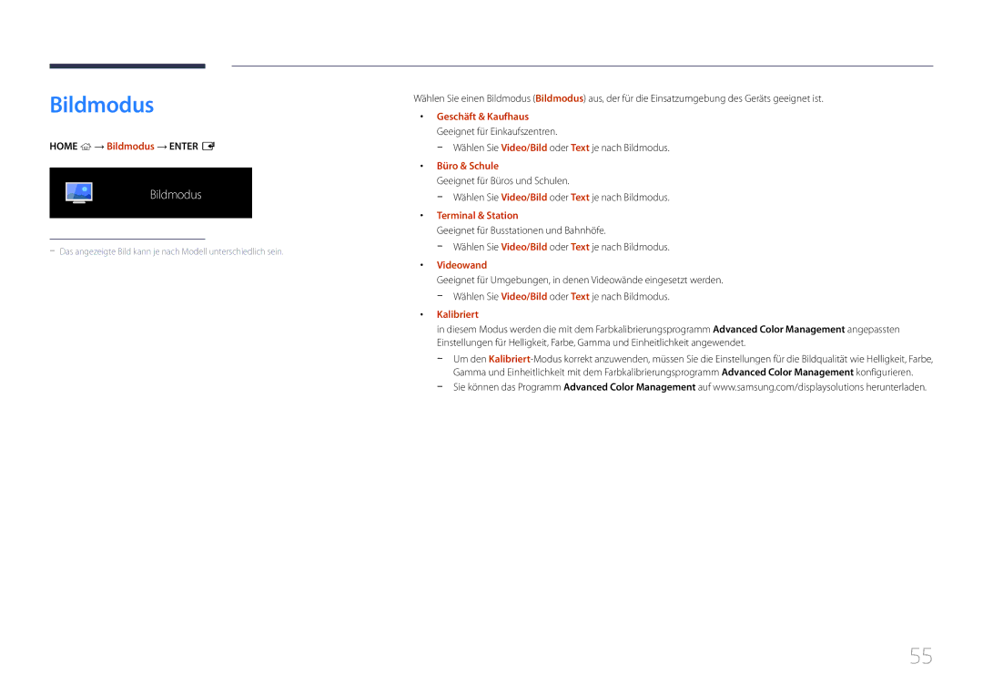 Samsung LH85QMDRTBC/EN, LH85QMDPLGC/EN manual Bildmodus 