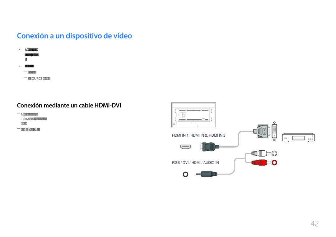 Samsung LH85QMDPLGC/EN, LH85QMDRTBC/EN manual Conexión a un dispositivo de vídeo, Conexión mediante un cable HDMI-DVI 