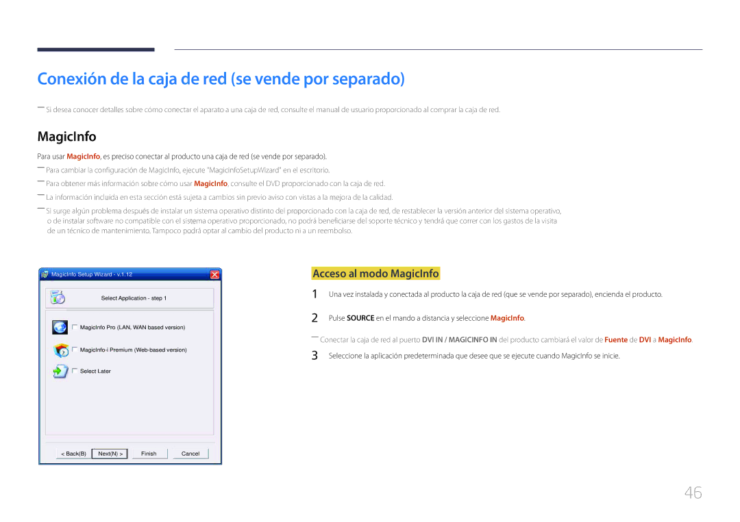 Samsung LH85QMDPLGC/EN, LH85QMDRTBC/EN manual Conexión de la caja de red se vende por separado, Acceso al modo MagicInfo 