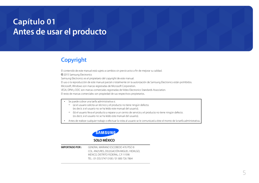 Samsung LH85QMDRTBC/EN, LH85QMDPLGC/EN Antes de usar el producto, Copyright, Se puede cobrar una tarifa administrativa si 