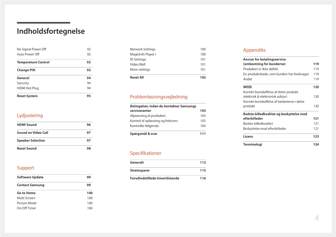 Samsung LH85QMDPLGC/EN, LH85QMDRTBC/EN manual Lydjustering 