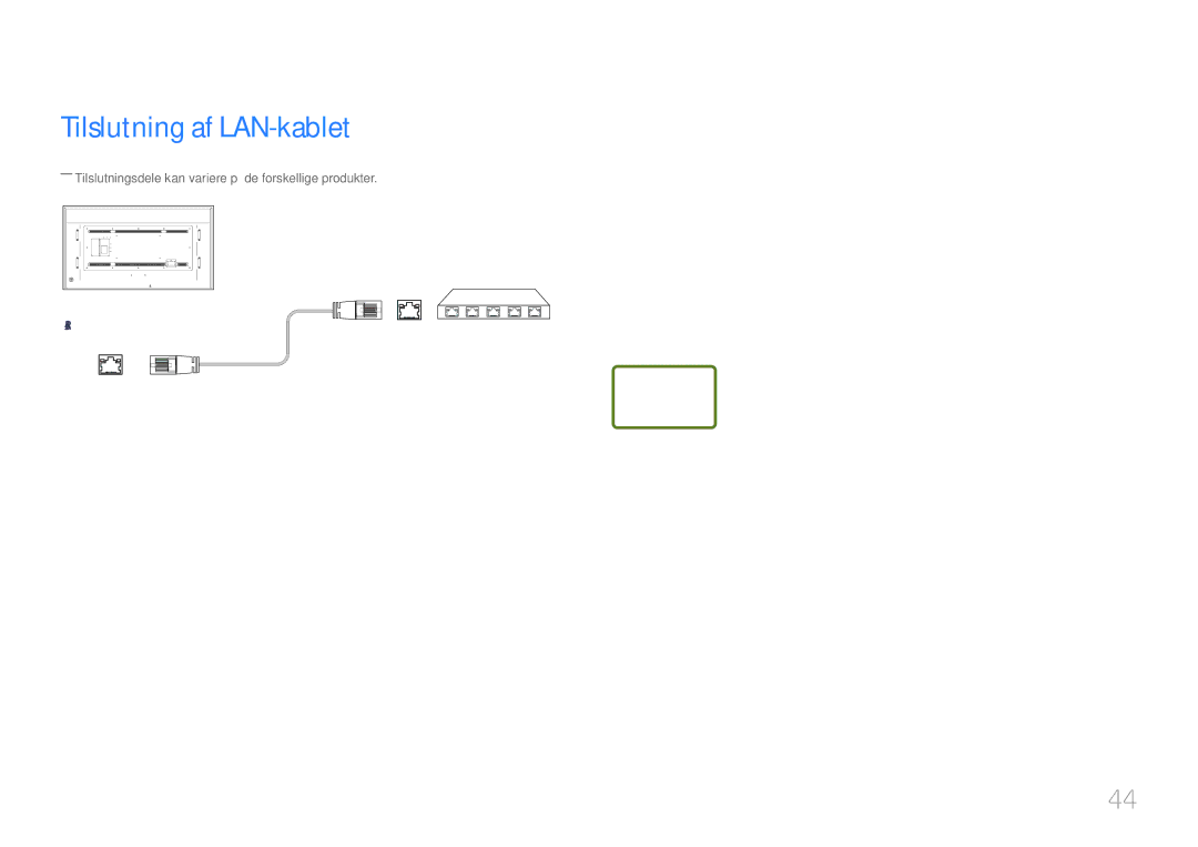 Samsung LH85QMDPLGC/EN, LH85QMDRTBC/EN manual Tilslutning af LAN-kablet 