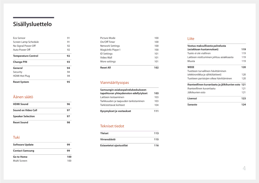 Samsung LH85QMDPLGC/EN, LH85QMDRTBC/EN manual Äänen säätö 