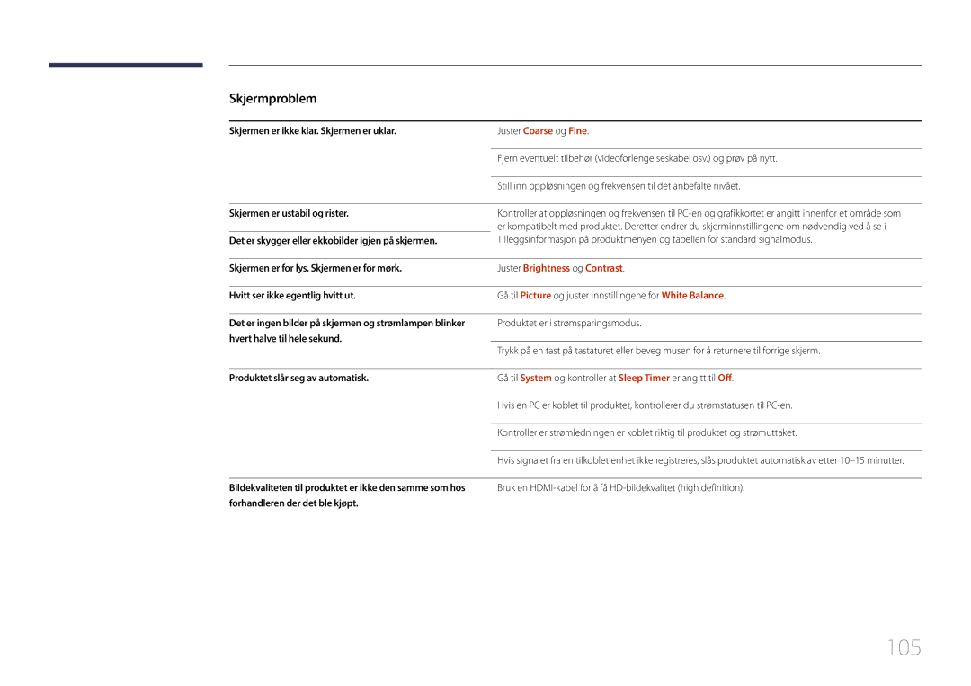 Samsung LH85QMDRTBC/EN, LH85QMDPLGC/EN manual 105, Juster Brightness og Contrast 