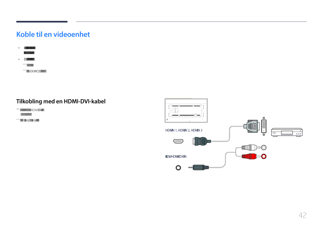 Samsung LH85QMDPLGC/EN, LH85QMDRTBC/EN manual Koble til en videoenhet 