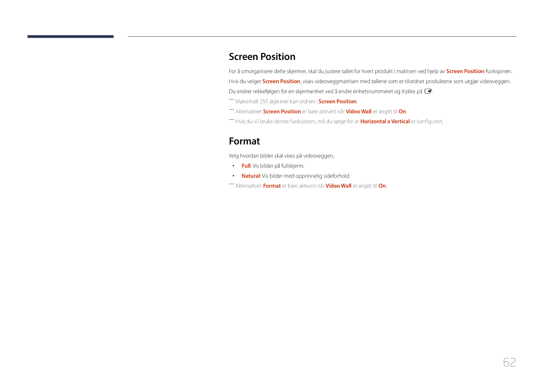 Samsung LH85QMDPLGC/EN, LH85QMDRTBC/EN manual Screen Position, Format 