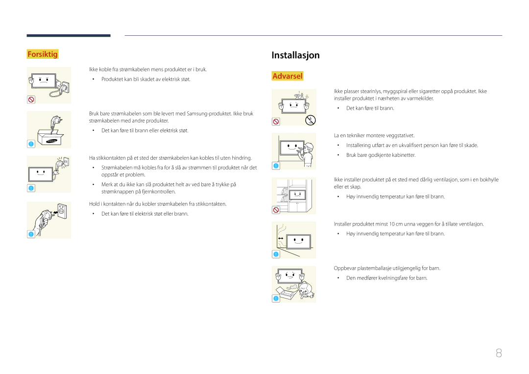 Samsung LH85QMDPLGC/EN, LH85QMDRTBC/EN manual Installasjon 