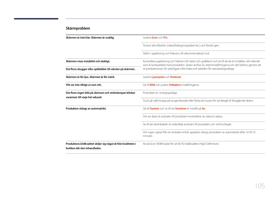 Samsung LH85QMDRTBC/EN, LH85QMDPLGC/EN manual 105, Justera Ljusstyrka och Kontrast 