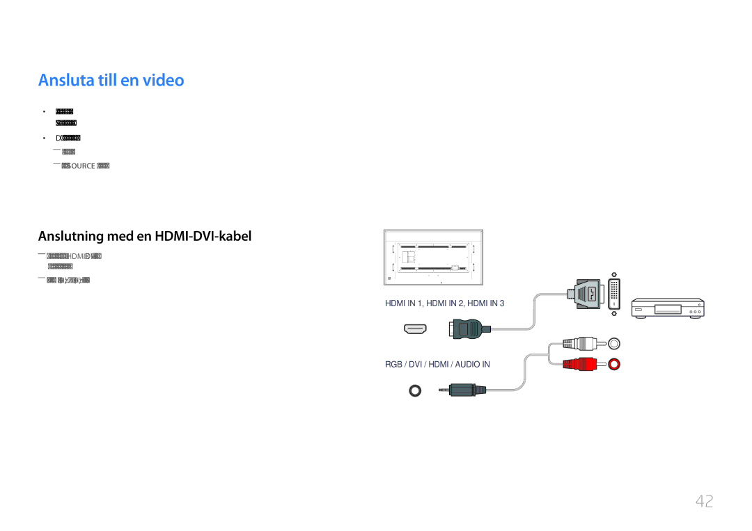 Samsung LH85QMDPLGC/EN, LH85QMDRTBC/EN manual Ansluta till en video 