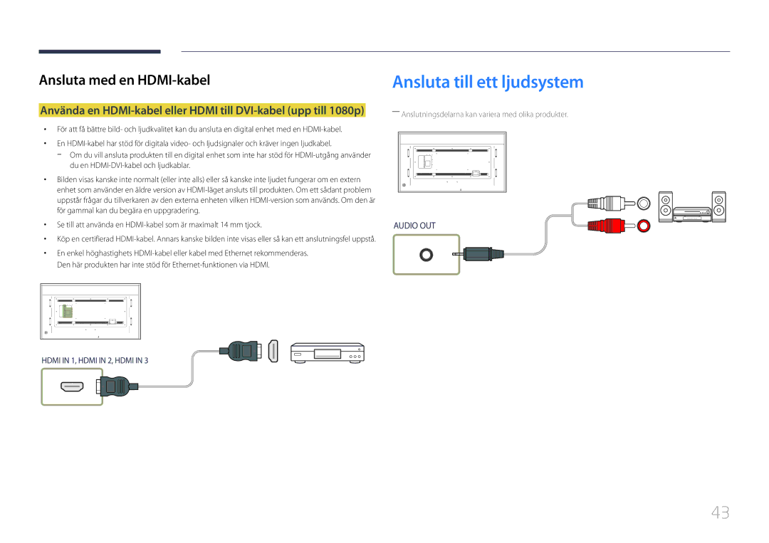 Samsung LH85QMDRTBC/EN, LH85QMDPLGC/EN manual Ansluta till ett ljudsystem 