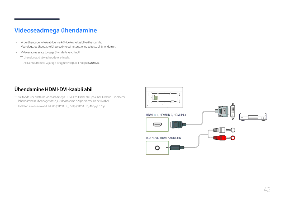 Samsung LH85QMDPLGC/EN, LH85QMDRTBC/EN manual Videoseadmega ühendamine 