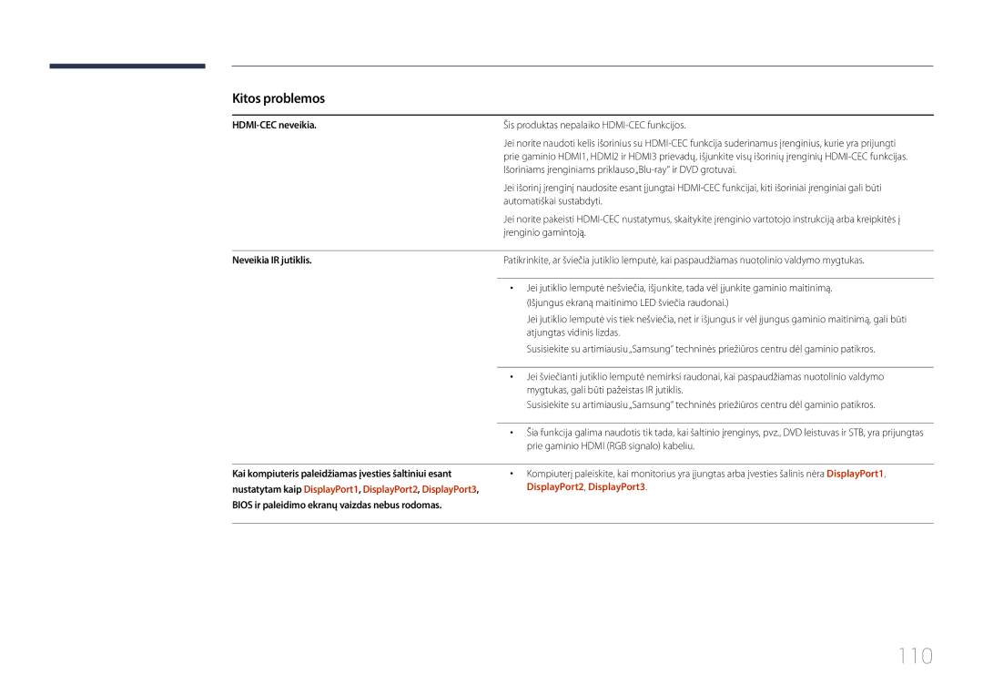 Samsung LH85QMDPLGC/EN, LH85QMDRTBC/EN manual 110, DisplayPort2, DisplayPort3 