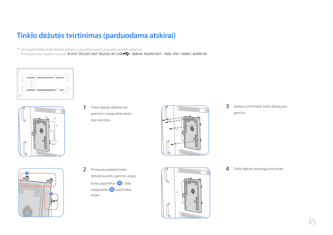 Samsung LH85QMDRTBC/EN, LH85QMDPLGC/EN manual Tinklo dėžutės tvirtinimas parduodama atskirai 