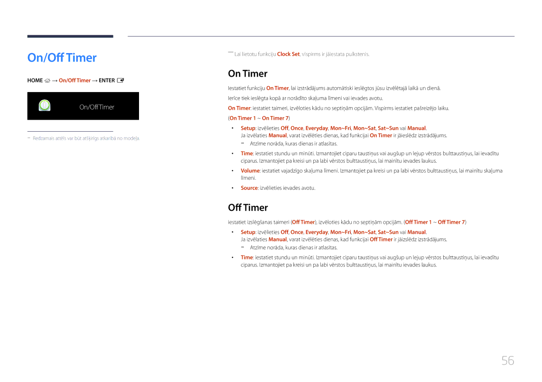 Samsung LH85QMDPLGC/EN, LH85QMDRTBC/EN manual On Timer, Home → On/Off Timer → Enter E 