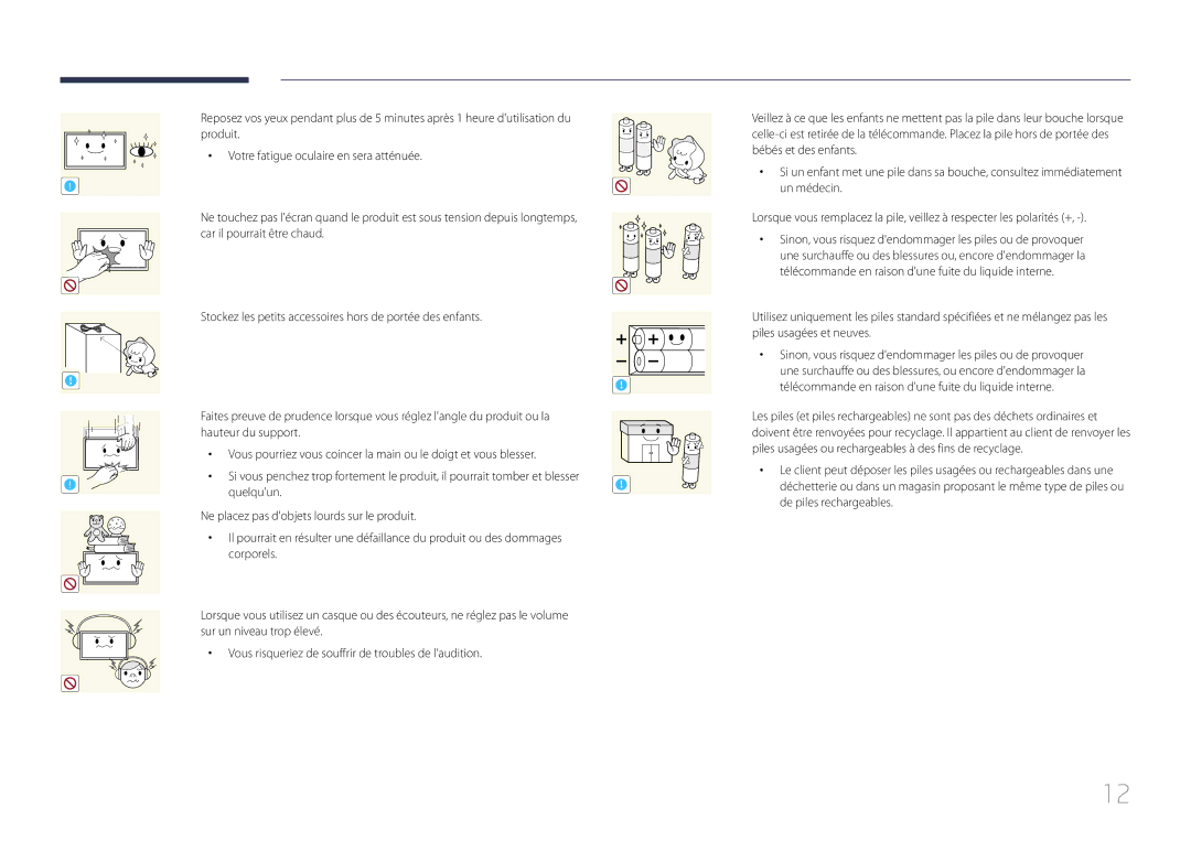 Samsung LH85QMDPLGC/EN manual Quelquun, Ne placez pas dobjets lourds sur le produit, Corporels, Sur un niveau trop élevé 