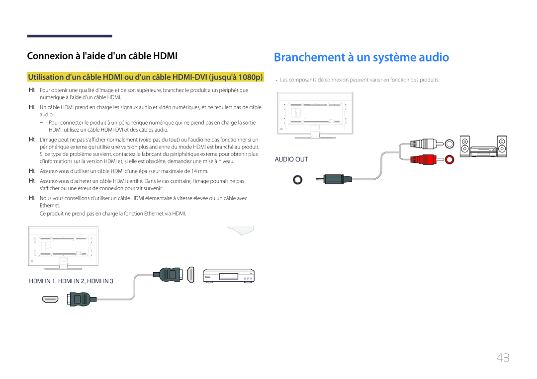 Samsung LH85QMDPLGC/EN manual Branchement à un système audio 