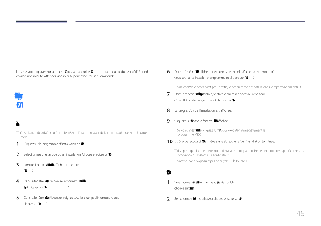 Samsung LH85QMDPLGC/EN manual Utilisation de MDC, Désinstallation, Cliquez sur Ajout/Suppression de programmes 