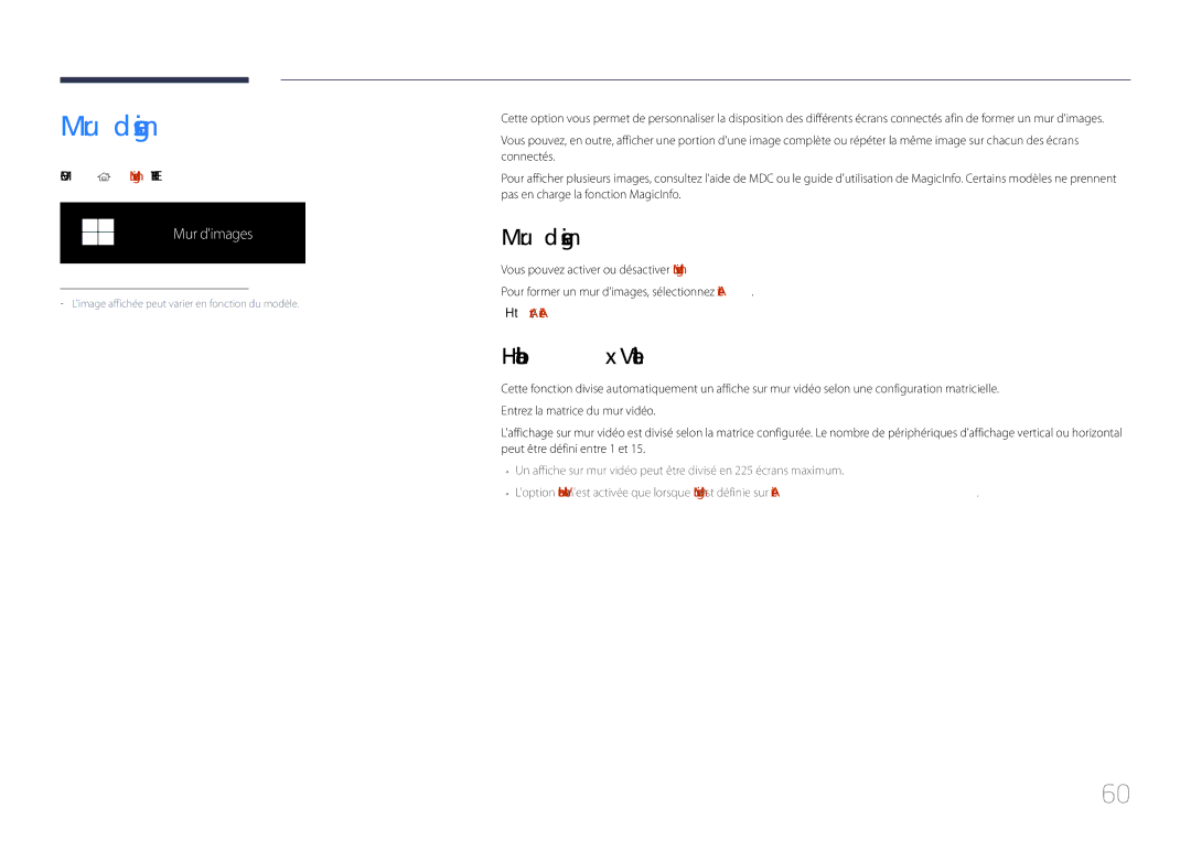 Samsung LH85QMDPLGC/EN manual Mur dimages, Horizontal x Vertical 