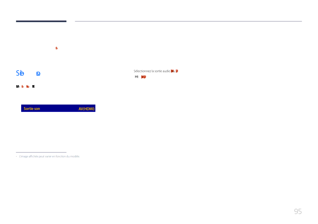 Samsung LH85QMDPLGC/EN manual Réglage du son, Sortie son, Son 