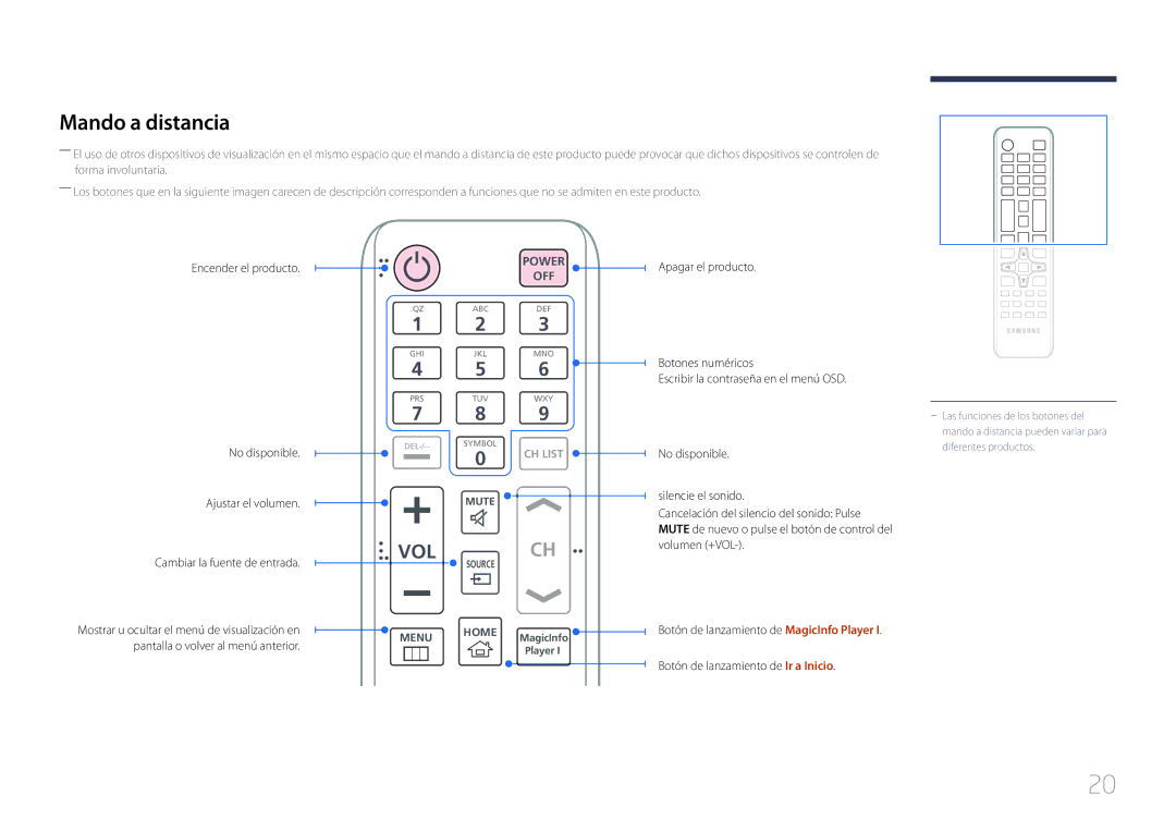 Samsung LH85QMDPLGC/EN manual Mando a distancia, Vol 