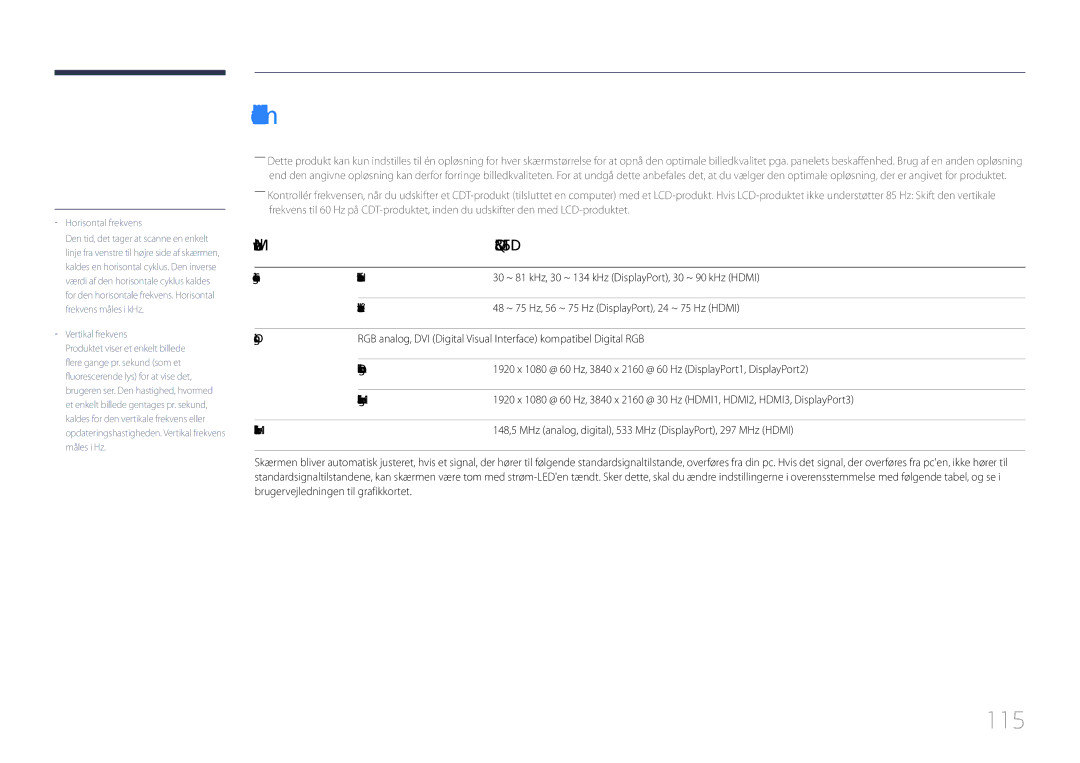 Samsung LH85QMDPLGC/EN manual Forudindstillede timertilstande, 115 