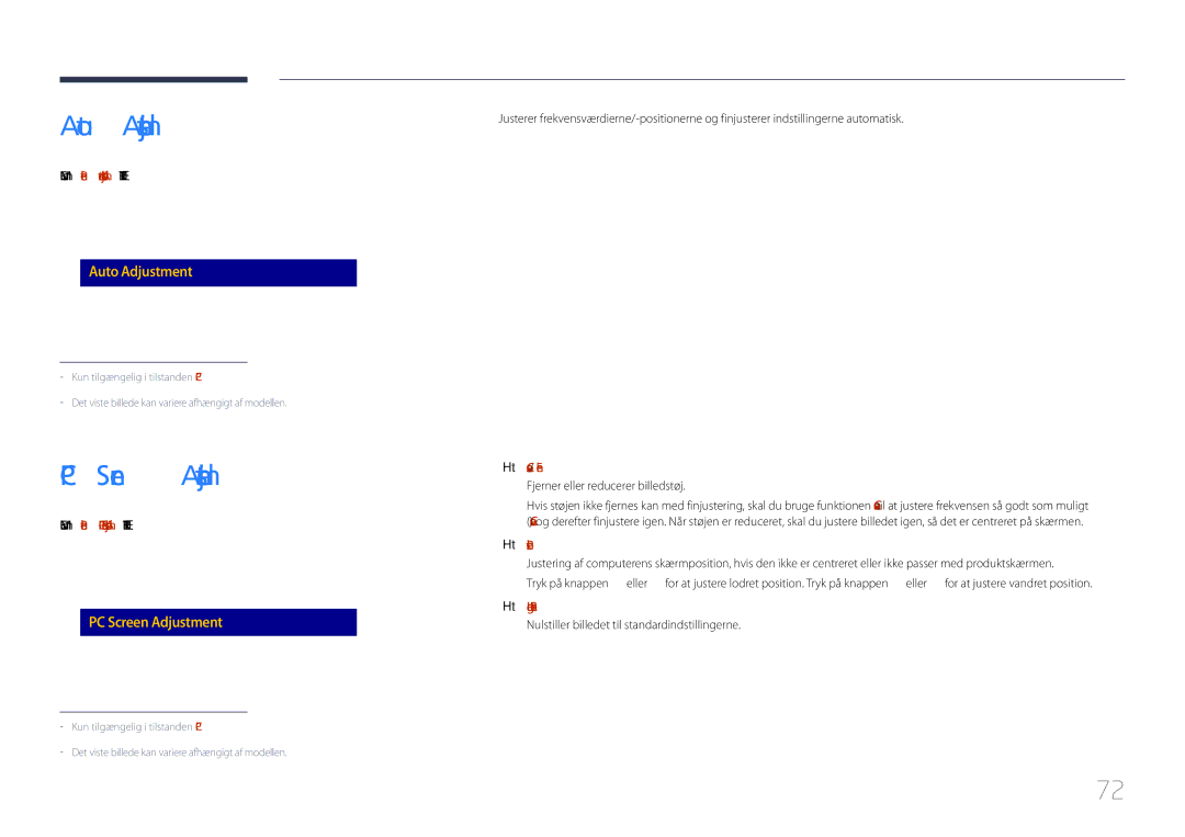 Samsung LH85QMDPLGC/EN manual Auto Adjustment, PC Screen Adjustment 