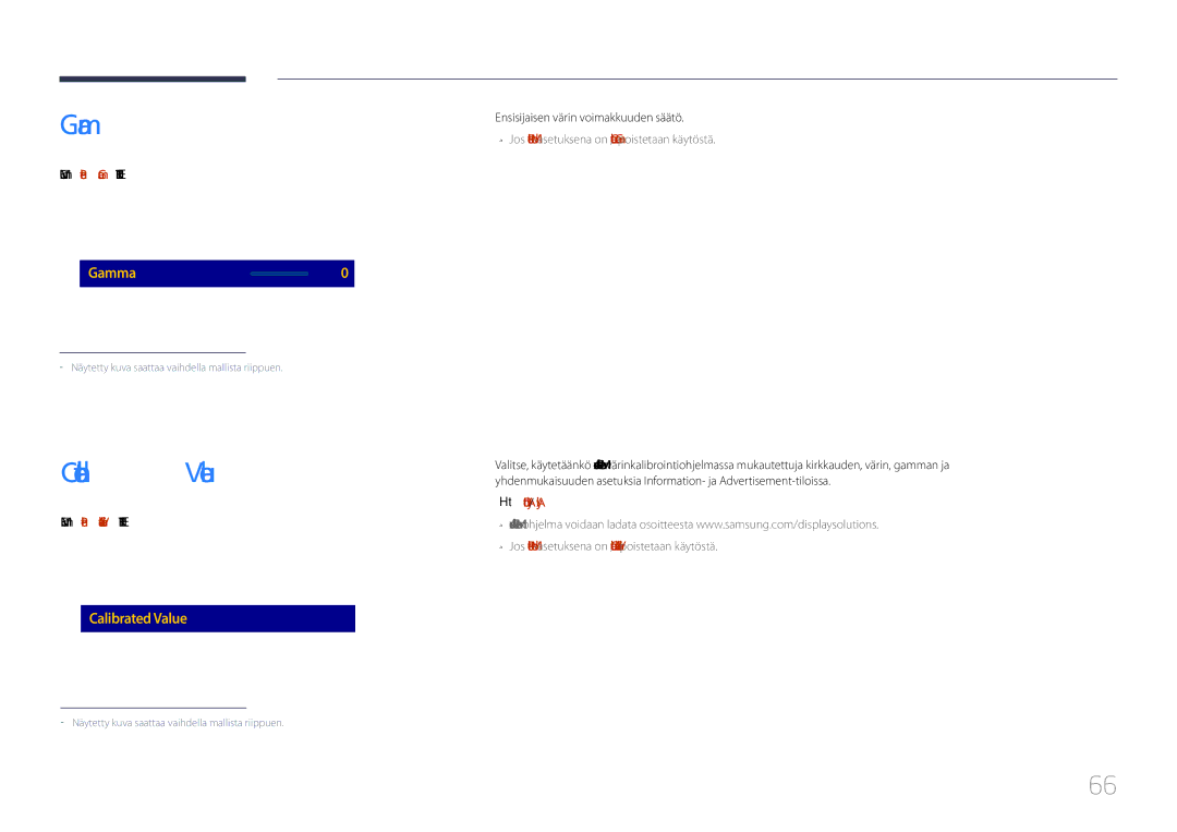 Samsung LH85QMDPLGC/EN manual Calibrated Value, Menu m → Picture → Gamma → Enter E, Dont Apply / Apply 