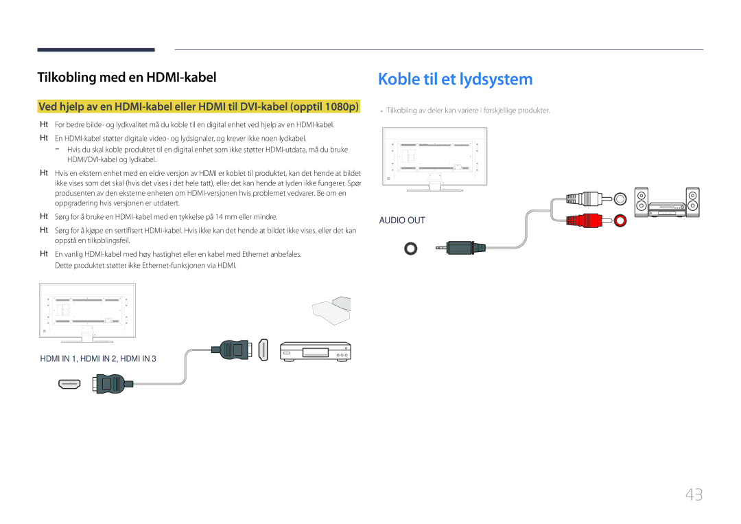 Samsung LH85QMDPLGC/EN manual Koble til et lydsystem 