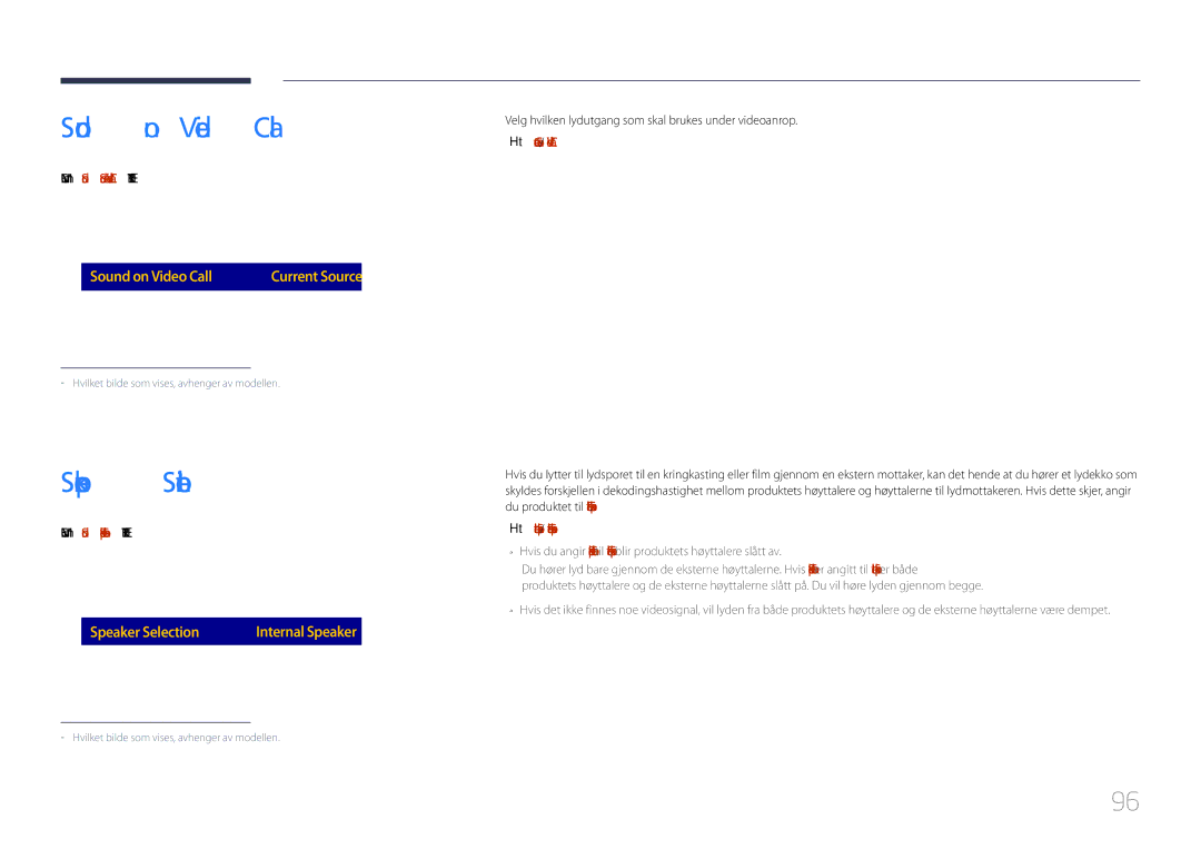 Samsung LH85QMDPLGC/EN manual Sound on Video Call, Speaker Selection 