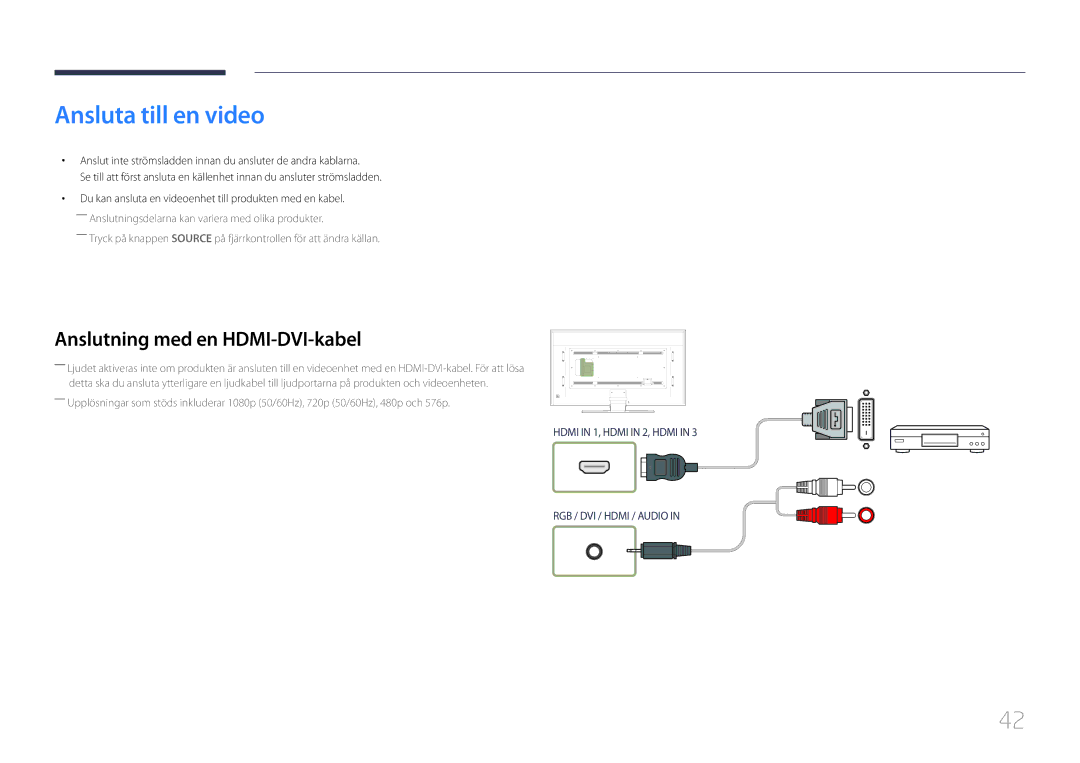 Samsung LH85QMDPLGC/EN manual Ansluta till en video 