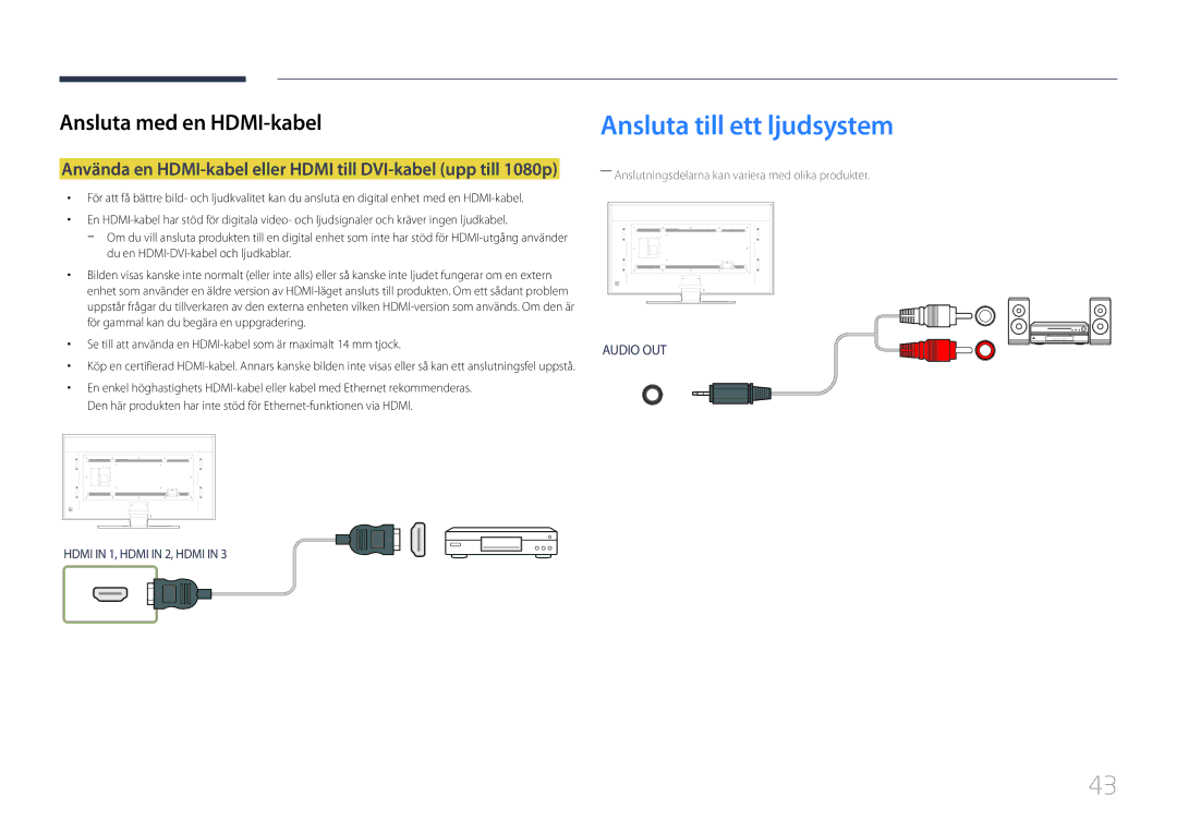 Samsung LH85QMDPLGC/EN manual Ansluta till ett ljudsystem 