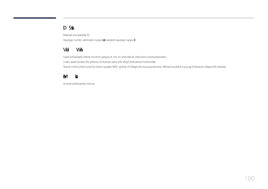 Samsung LH85QMDPLGC/EN manual 100, ID Settings, More settings 