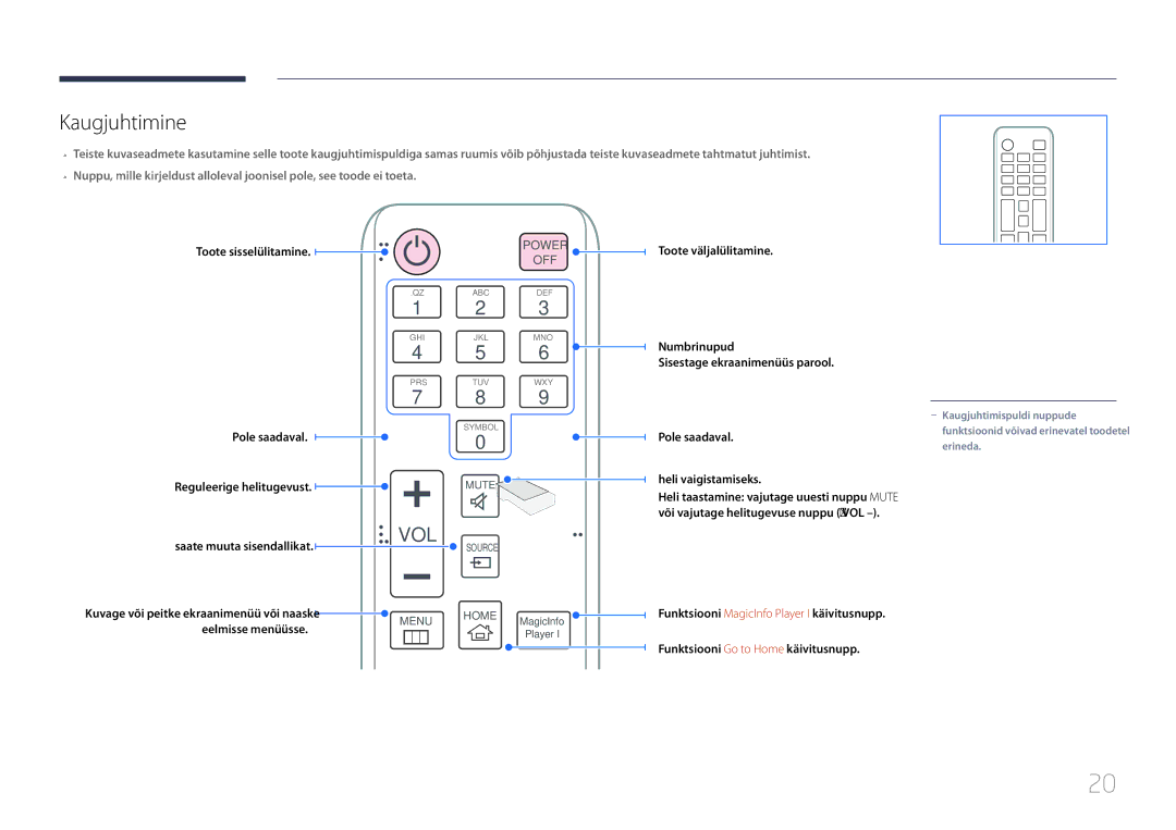 Samsung LH85QMDPLGC/EN manual Kaugjuhtimine, Saate muuta sisendallikat 