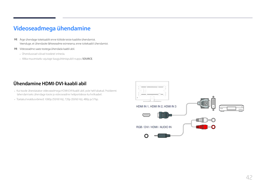 Samsung LH85QMDPLGC/EN manual Videoseadmega ühendamine 