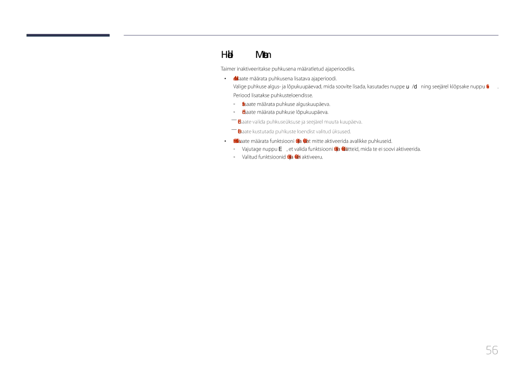 Samsung LH85QMDPLGC/EN manual Holiday Management 